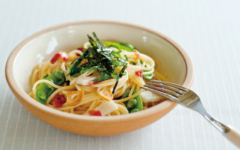 【レシピ】山芋とスナップえんどうの梅スパゲティ